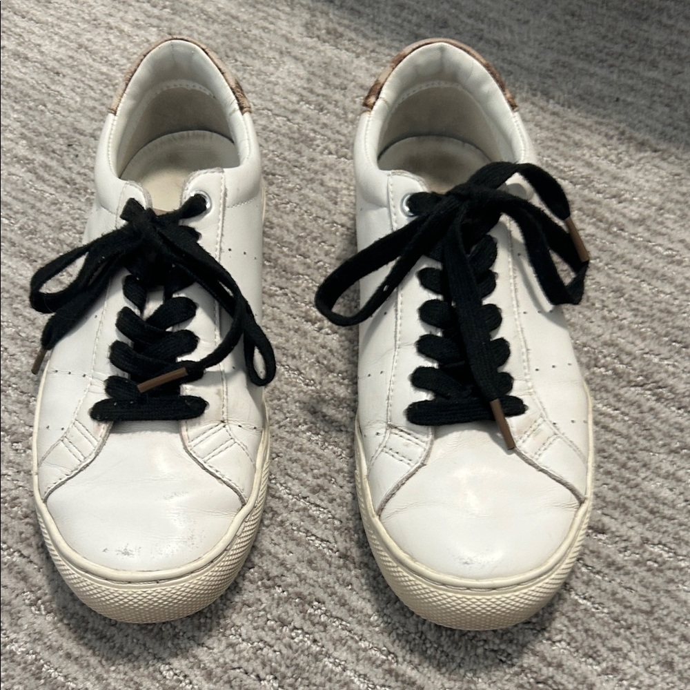 J. Crew White Sneakers with Black Laces
